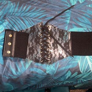 Black Lace-Up Corset Belt